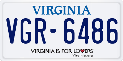 VA license plate VGR6486
