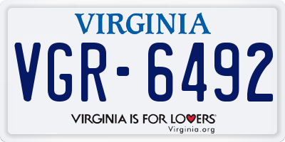 VA license plate VGR6492