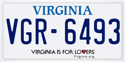 VA license plate VGR6493