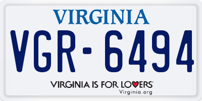 VA license plate VGR6494