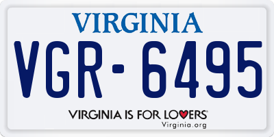 VA license plate VGR6495