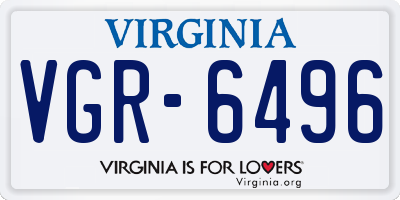 VA license plate VGR6496