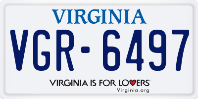 VA license plate VGR6497