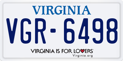 VA license plate VGR6498