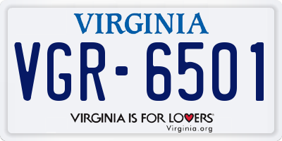 VA license plate VGR6501