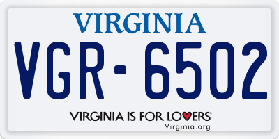 VA license plate VGR6502