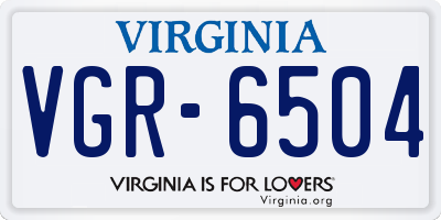 VA license plate VGR6504