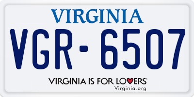 VA license plate VGR6507