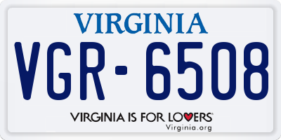 VA license plate VGR6508