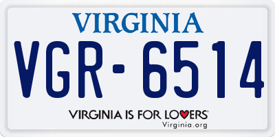 VA license plate VGR6514