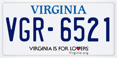 VA license plate VGR6521