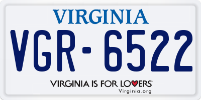 VA license plate VGR6522