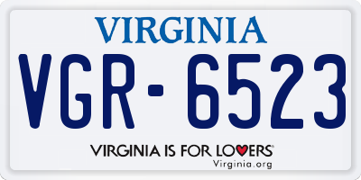 VA license plate VGR6523