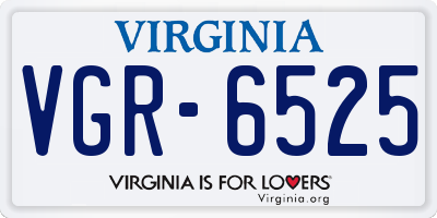 VA license plate VGR6525