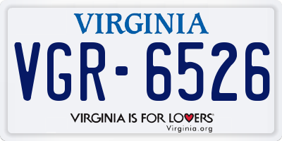 VA license plate VGR6526