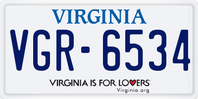 VA license plate VGR6534