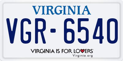 VA license plate VGR6540