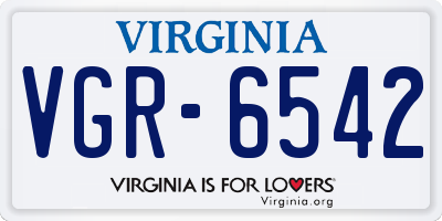 VA license plate VGR6542