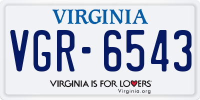 VA license plate VGR6543