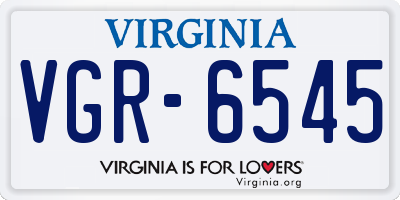 VA license plate VGR6545