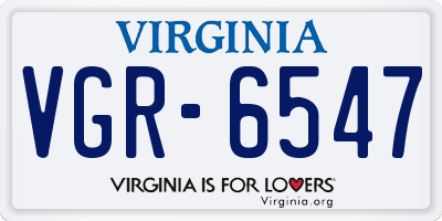 VA license plate VGR6547