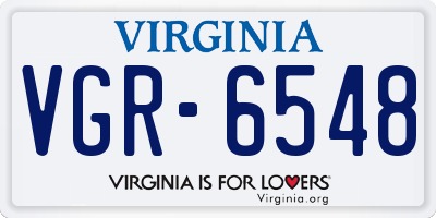 VA license plate VGR6548