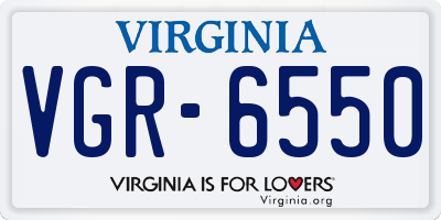 VA license plate VGR6550