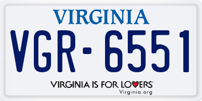 VA license plate VGR6551