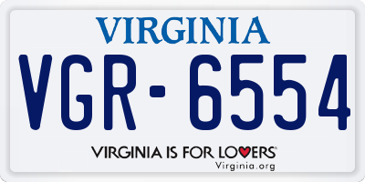 VA license plate VGR6554