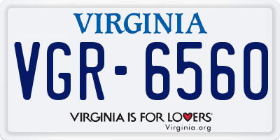 VA license plate VGR6560