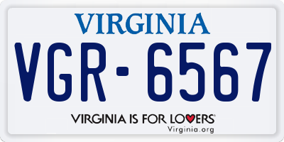 VA license plate VGR6567