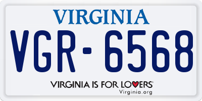 VA license plate VGR6568