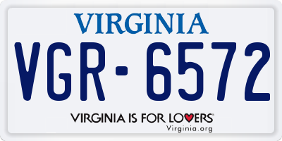 VA license plate VGR6572