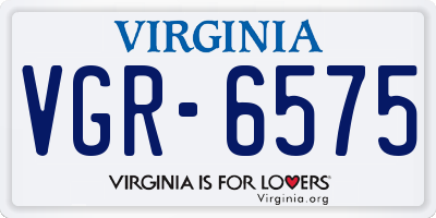 VA license plate VGR6575