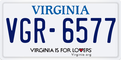 VA license plate VGR6577