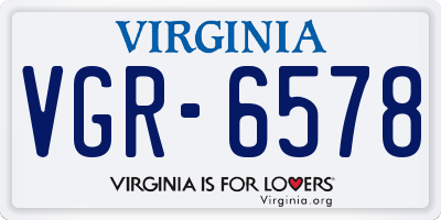 VA license plate VGR6578