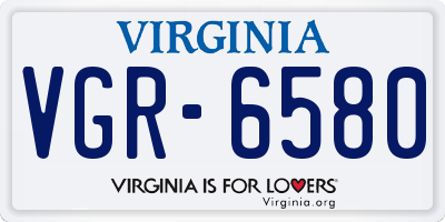 VA license plate VGR6580