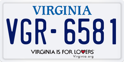 VA license plate VGR6581