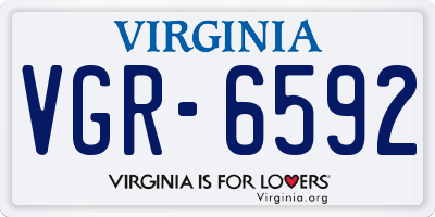 VA license plate VGR6592