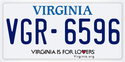 VA license plate VGR6596