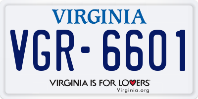 VA license plate VGR6601