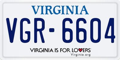 VA license plate VGR6604