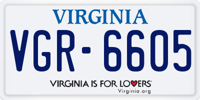 VA license plate VGR6605