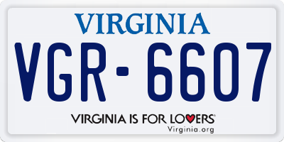 VA license plate VGR6607