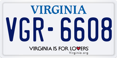 VA license plate VGR6608