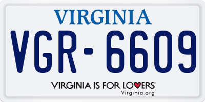 VA license plate VGR6609