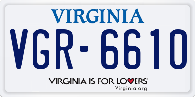 VA license plate VGR6610