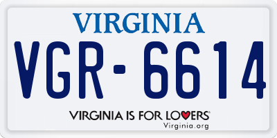 VA license plate VGR6614