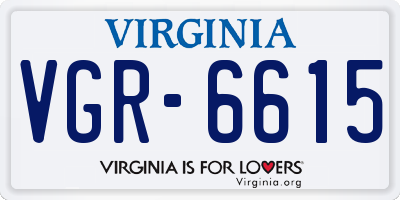 VA license plate VGR6615