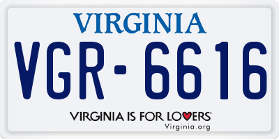 VA license plate VGR6616